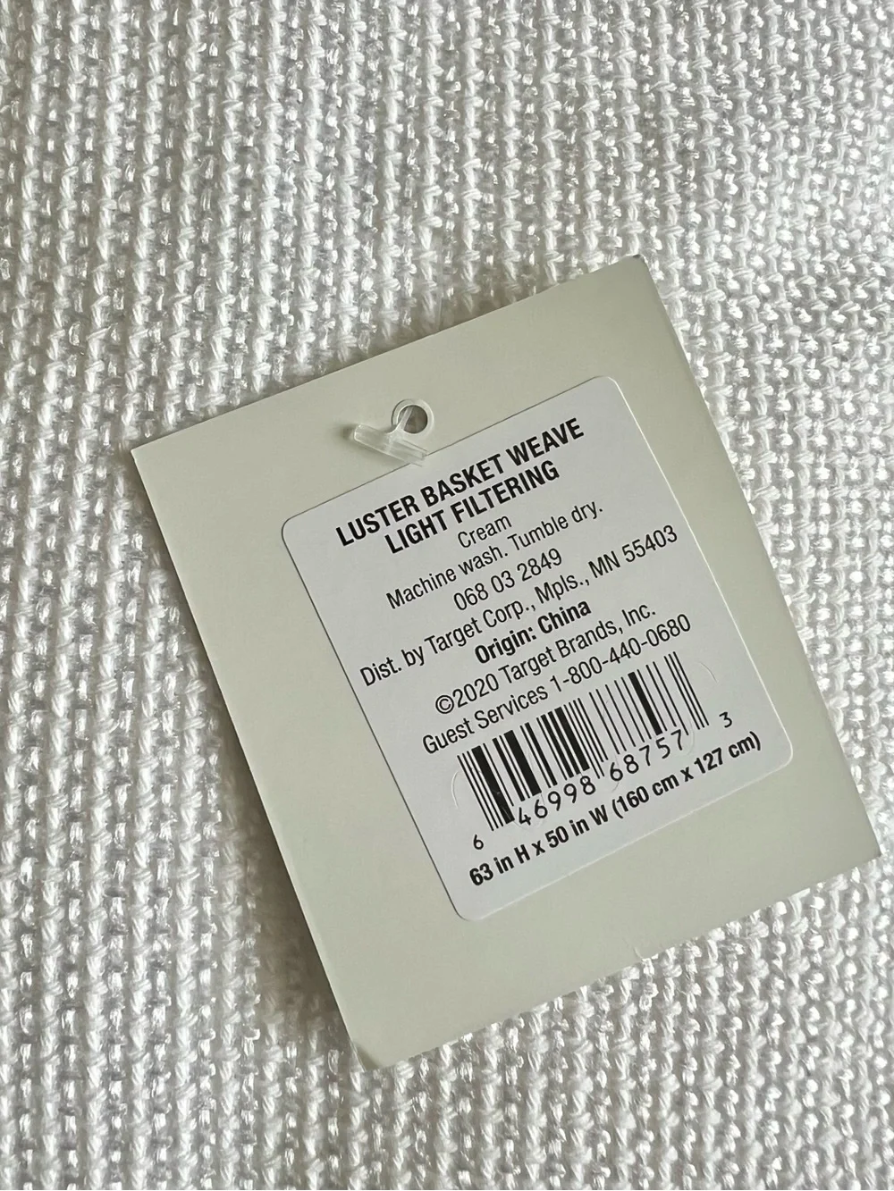 NWT Project 62 Luster Basket Weave Light Filtering Curtain Panel- Cream 63”x50”